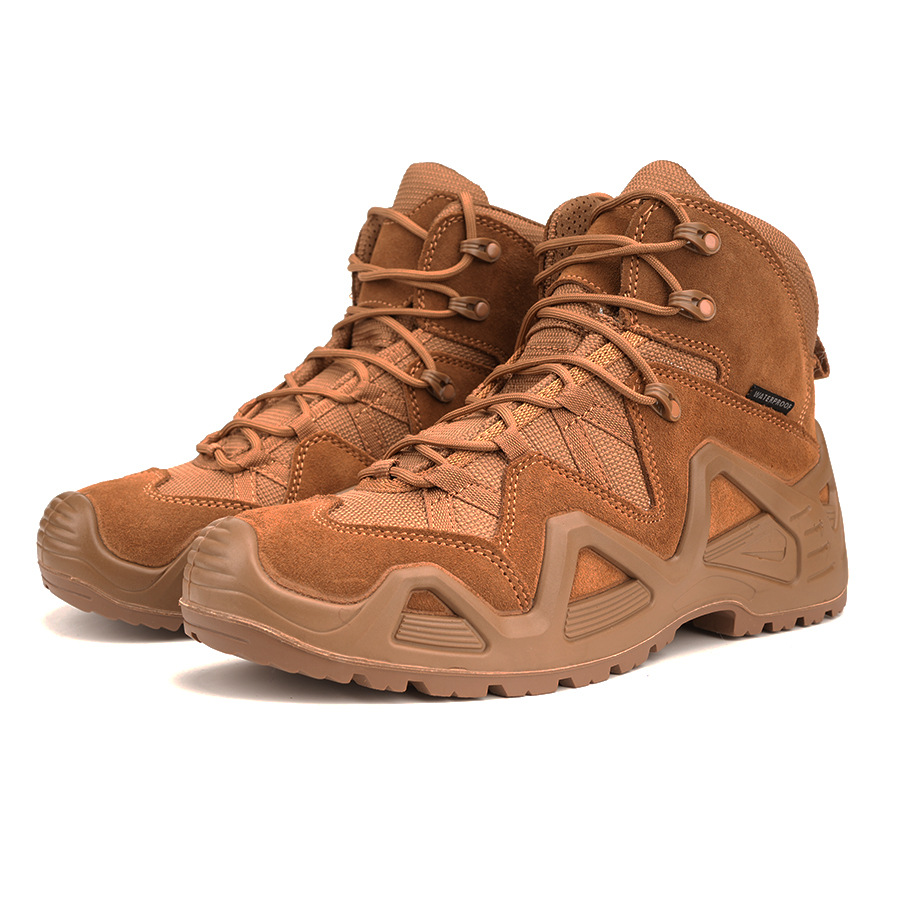 Pair of JS-L1103 mid cut waterproof suede combat safety boots