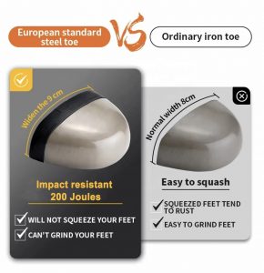 00J impact resistant steel toe cap anti-smash protection of JS-Z3001 industrial safety shoes