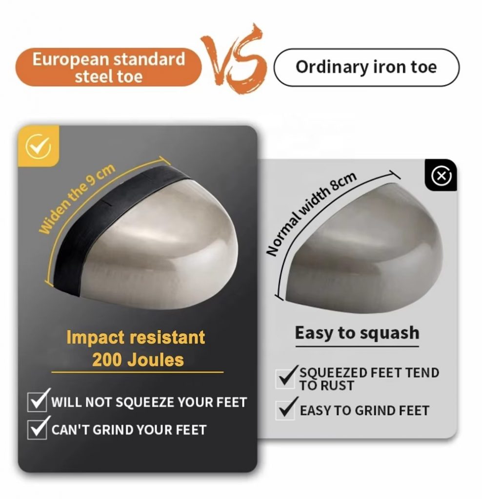 00J impact resistant steel toe cap anti-smash protection of JS-Z3001 industrial safety shoes