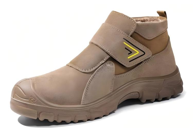 Multi-view display of JS-Y2004 velcro high cut winter safety boots, nubuck upper fleece lining steel toe anti-puncture rubber outsole
