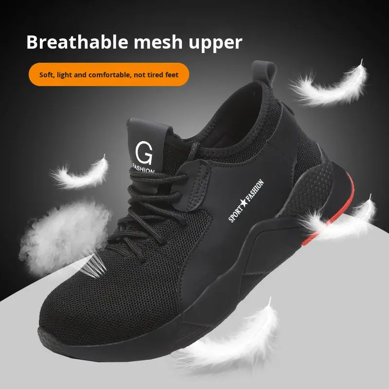 Ultra-breathable hollow fly knit fabric upper of JS-Y2005 lightweight low cut safety shoes
