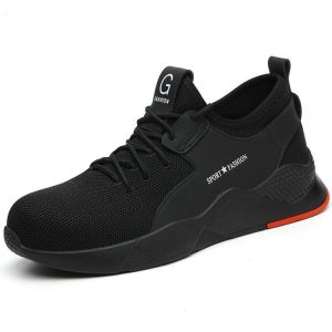 JS-Y2005 low cut fly knit industrial safety shoes, breathable knit upper steel toe anti-puncture rubber outsole sport style