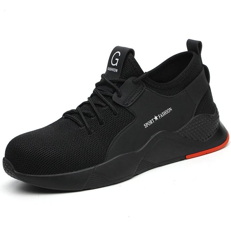 JS-Y2005 low cut fly knit industrial safety shoes, breathable knit upper steel toe anti-puncture rubber outsole sport style