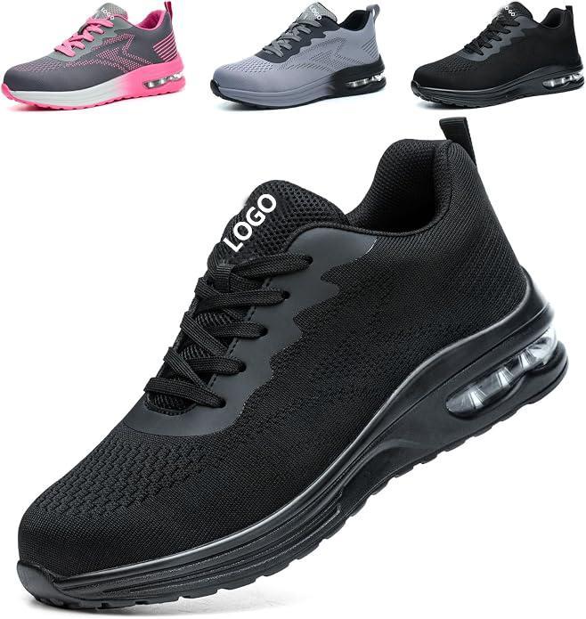 JS-Y2013 4 color unisex steel toe safety shoes grey black pink gray colorways breathable fly knit upper